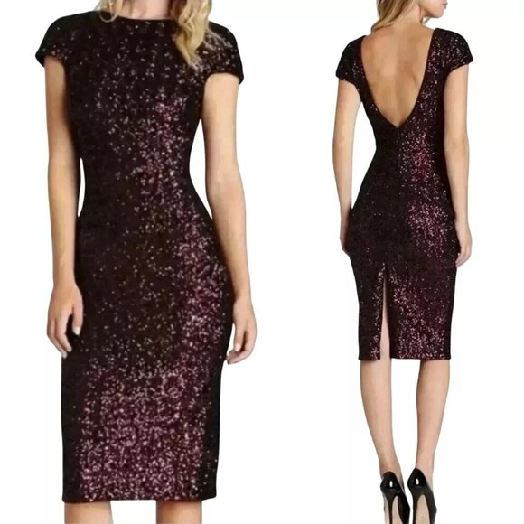 Dress The Population Marcella Open Back Sequin Bodycon Dress Size XS - Picture 1 of 11